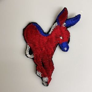 Vintage 70s Democrat Donkey RED w White & Blue Embroidered Patch New 4.5”